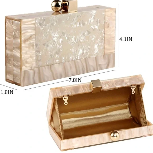 💎 Women Acrylic Evening Clutch bag Glitter Marble Purse Handbag - Picture 3 of 9